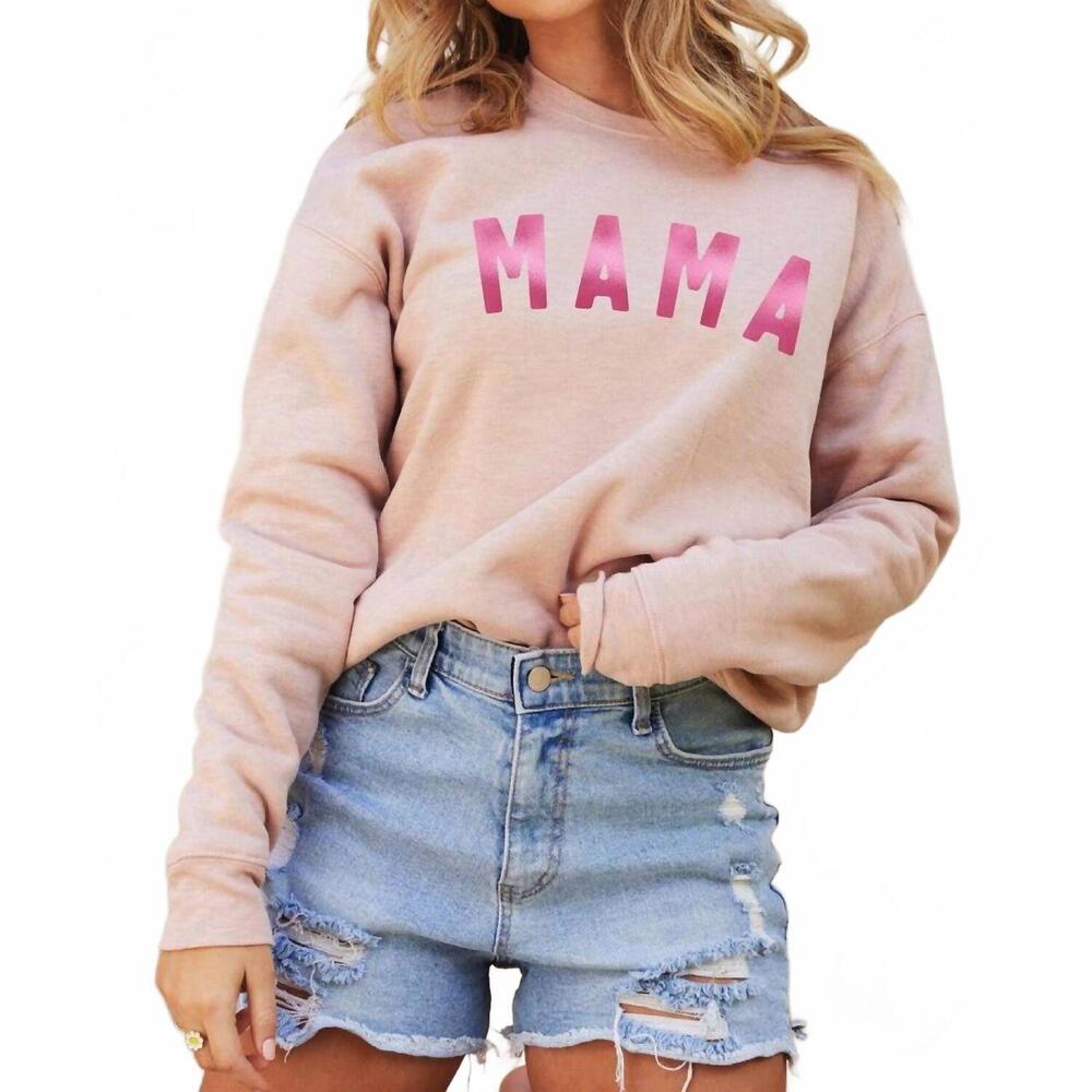 NEW OAT COLLECTIVE mama foil graphic sweatshirt in pink